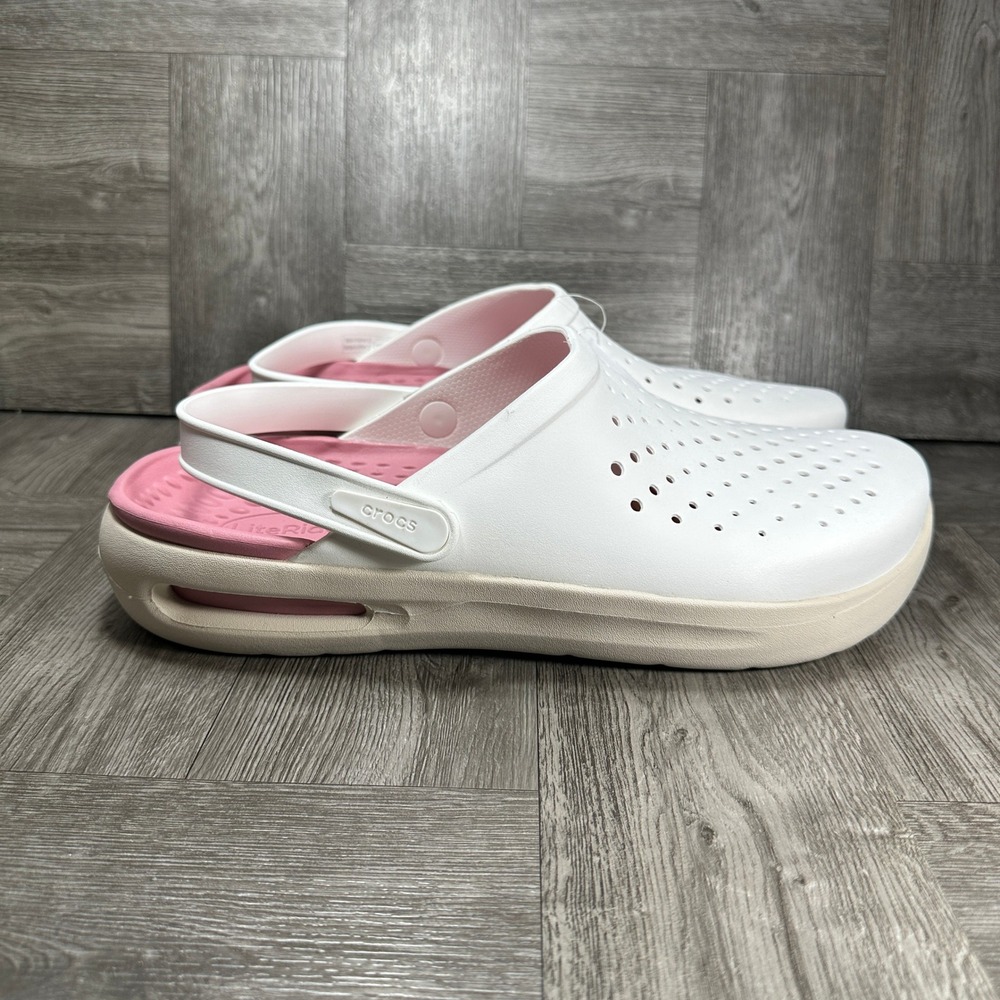 Crocs InMotion Men 12 White Pink Breathable Comfort Slip On NEW